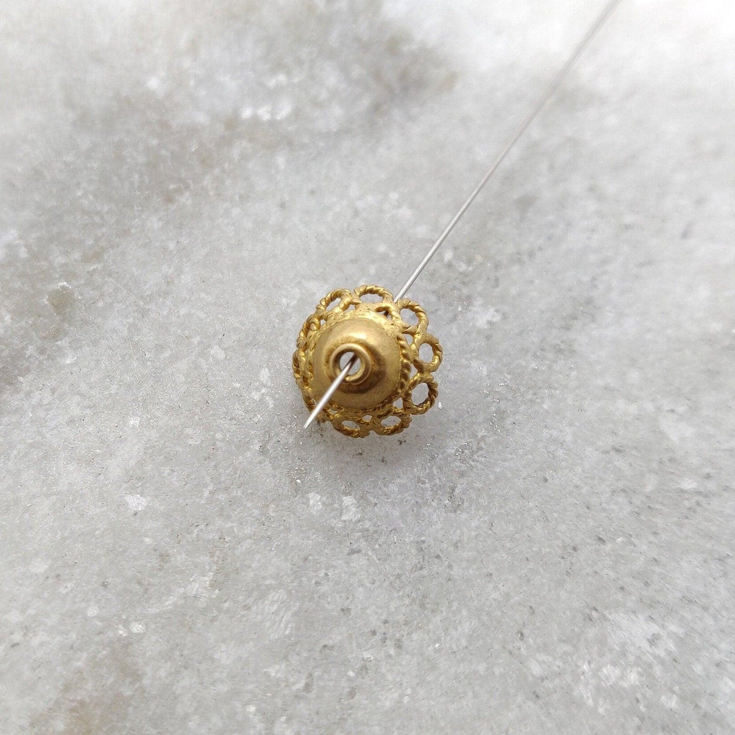 18k Yellow Gold Round spacer Bead Caps Findings 8mm - Kanika Creations
