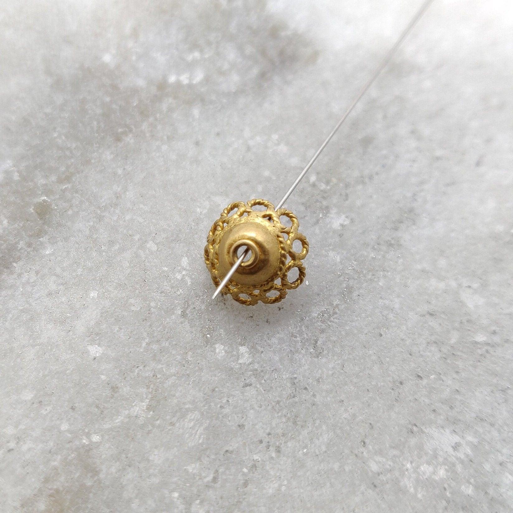 18k Yellow Gold Round spacer Bead Caps Findings 8mm - Kanika Creations