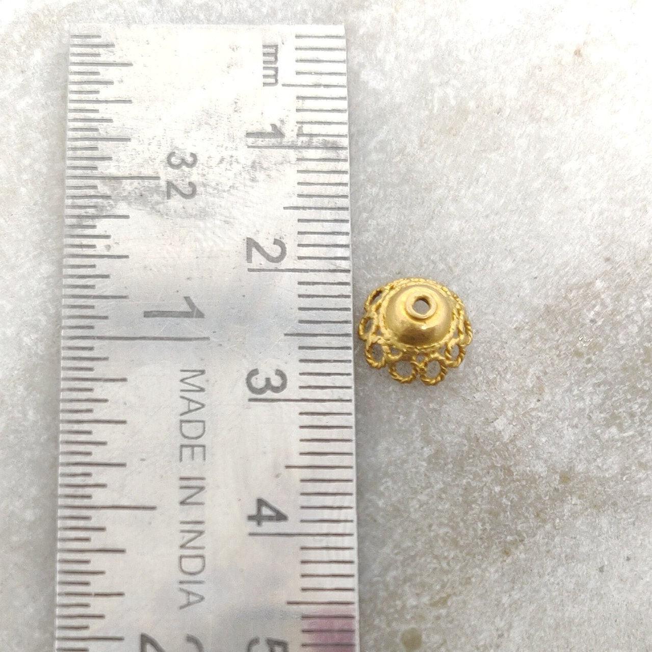 18k Yellow Gold Round spacer Bead Caps Findings 8mm - Kanika Creations