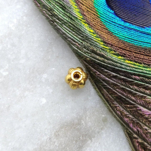 18k Solid Yellow Gold Antique Spacer Beads 6mm - Kanika Creations
