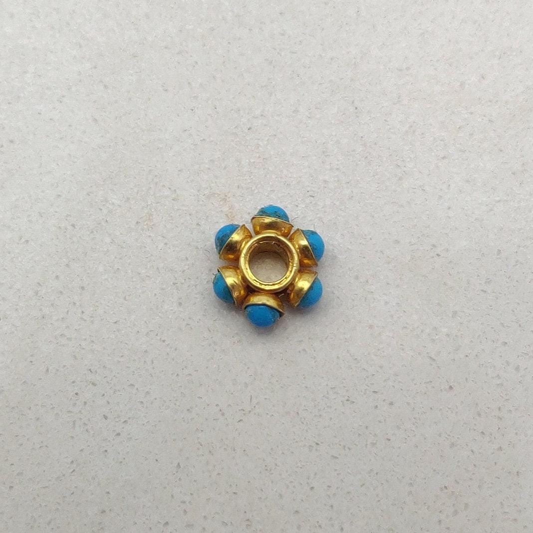 18k Gold Stone Wheel Spacer Bead For Jewelry Making - Kanika Creations
