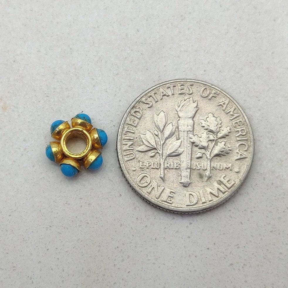 18k Gold Stone Wheel Spacer Bead For Jewelry Making - Kanika Creations