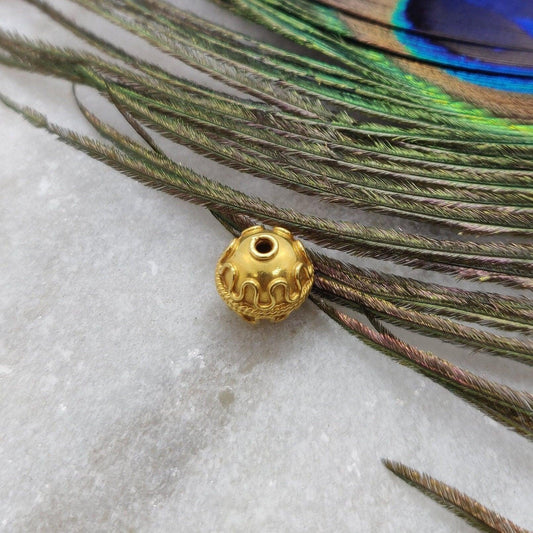 18k Solid Yellow Gold Round Spacer Beads 9mm - Kanika Creations