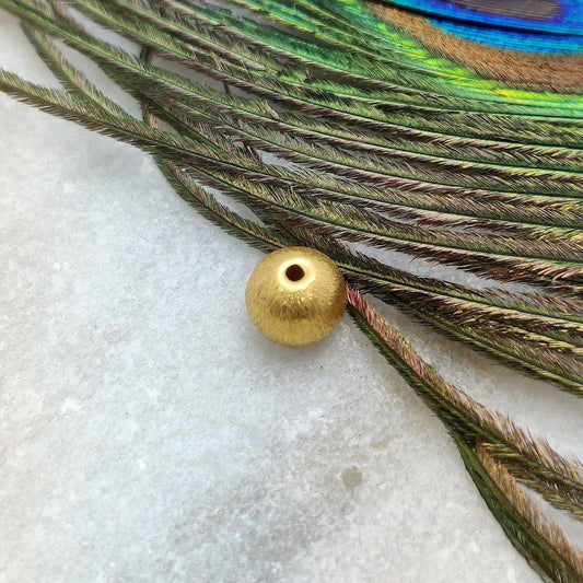 18k Gold Matte Finish Round Ball Spacer Beads Finding - Kanika Creations