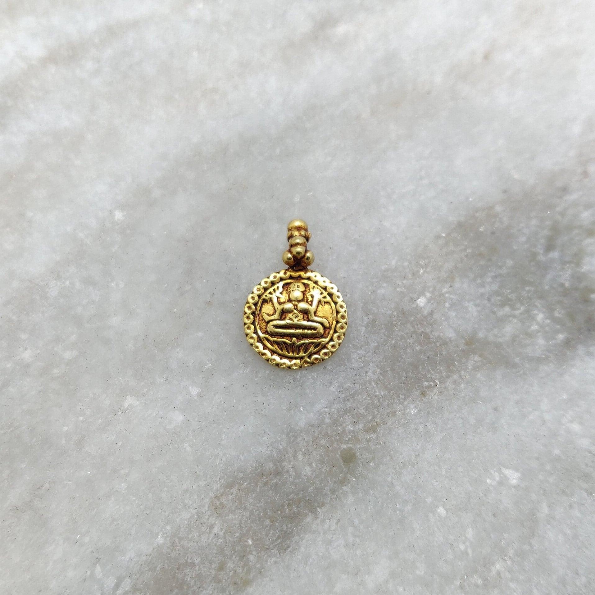 18k Solid Yellow Gold Indian Goddess Charm Pendant - Kanika Creations