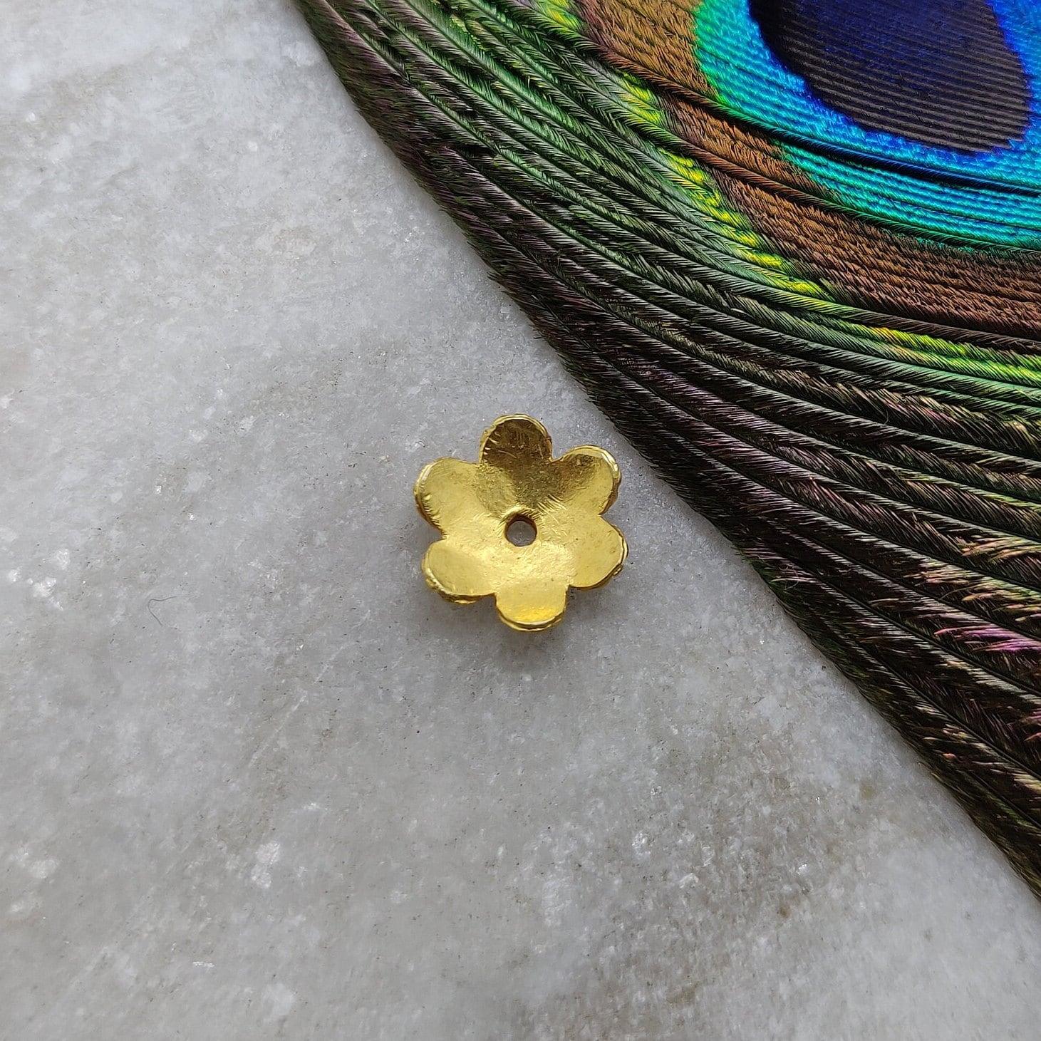 18k Gold Fancy Floral Bead Cap Spacer Finding - Kanika Creations