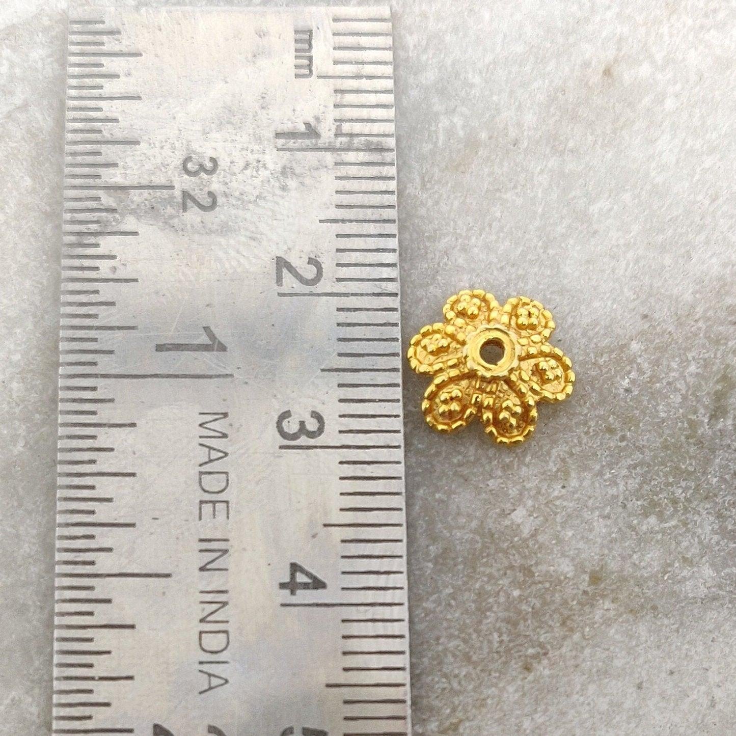 18k Gold Fancy Floral Bead Cap Spacer Finding - Kanika Creations