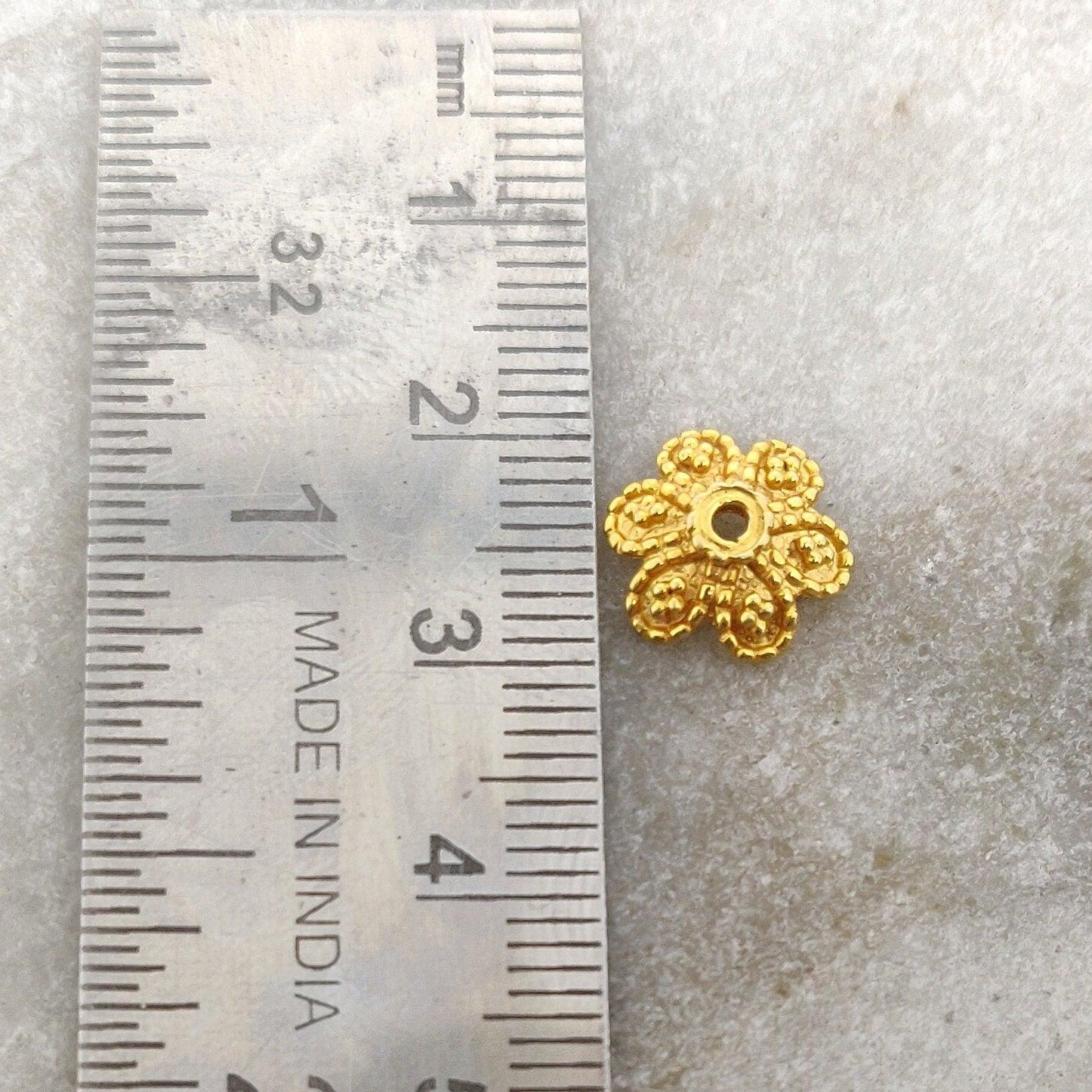18k Gold Fancy Floral Bead Cap Spacer Finding - Kanika Creations