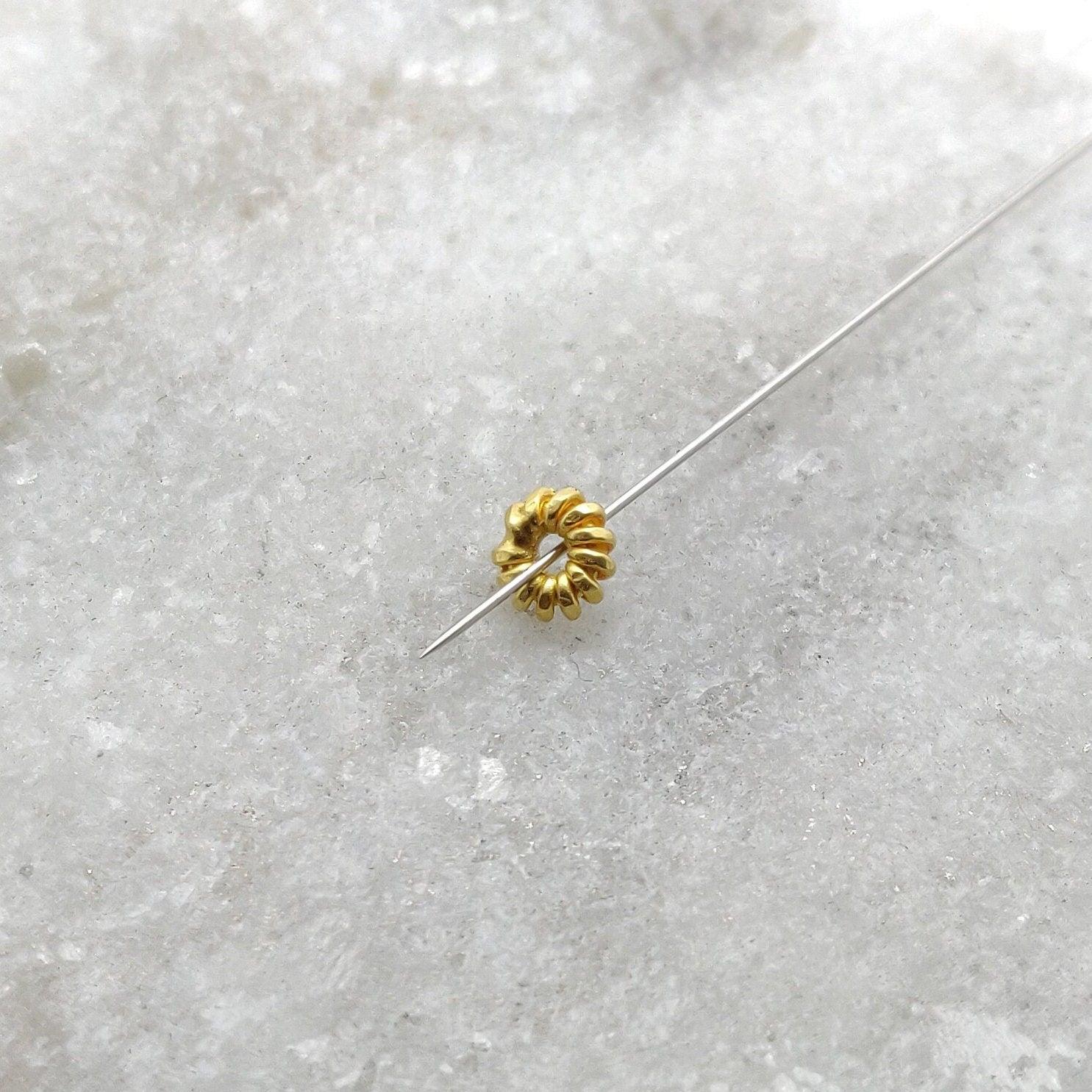 4mm 18k Yellow Gold Wheel Spacer DIY Craft Sold as 2 Pcs - Kanika Creations