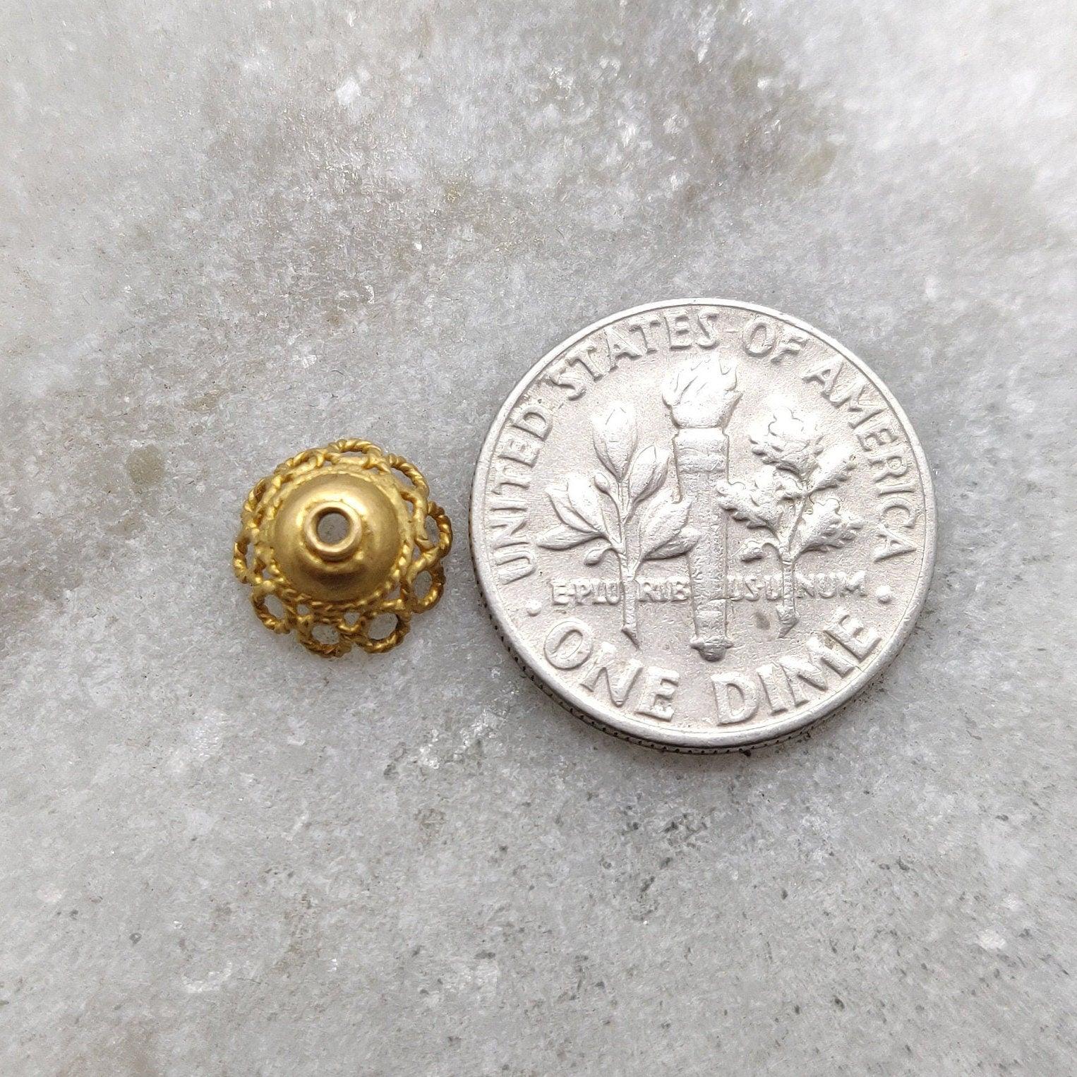 18k Yellow Gold Round spacer Bead Caps Findings 8mm - Kanika Creations