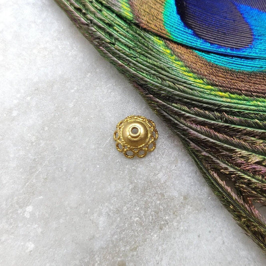 18k Yellow Gold Round spacer Bead Caps Findings 8mm - Kanika Creations