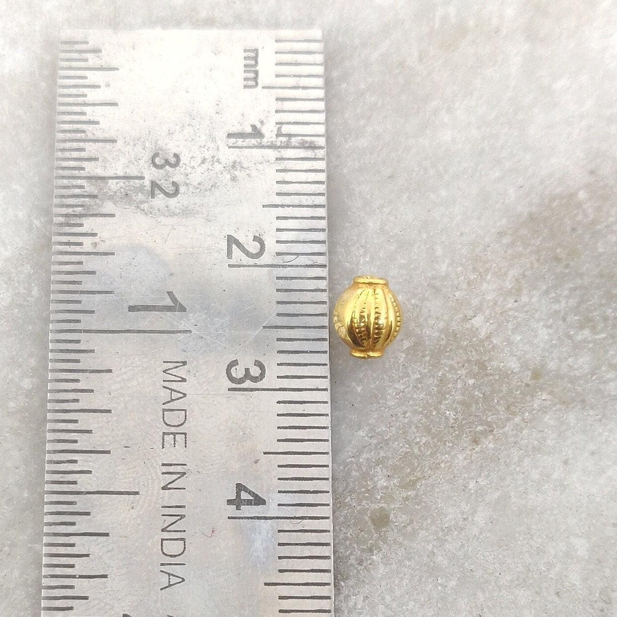 18k Solid Yellow Gold Small Oval Spacer Beads - Kanika Creations