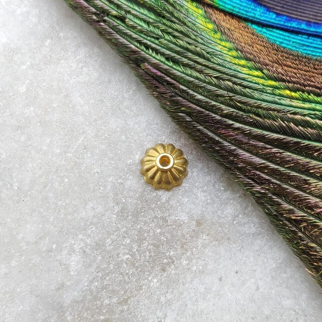 18k Yellow Gold Ending Fancy Spacer Bead Caps Finding 6mm - Kanika Creations