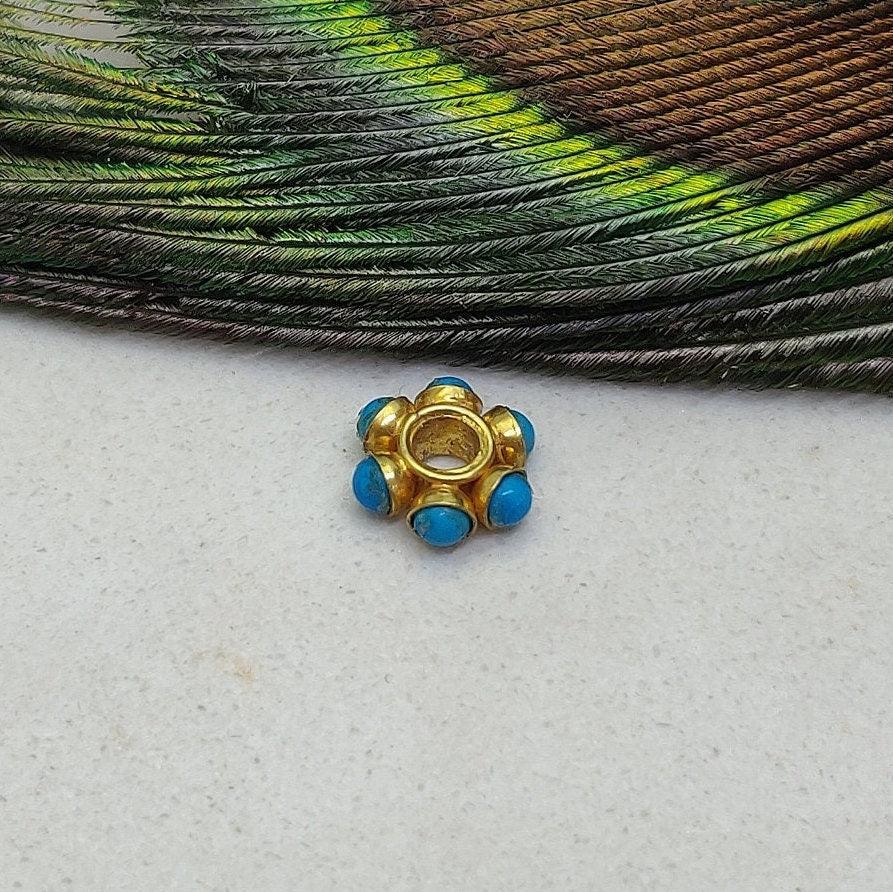 18k Gold Stone Wheel Spacer Bead For Jewelry Making - Kanika Creations
