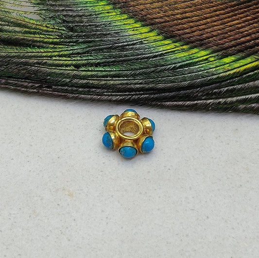 18k Gold Stone Wheel Spacer Bead For Jewelry Making - Kanika Creations