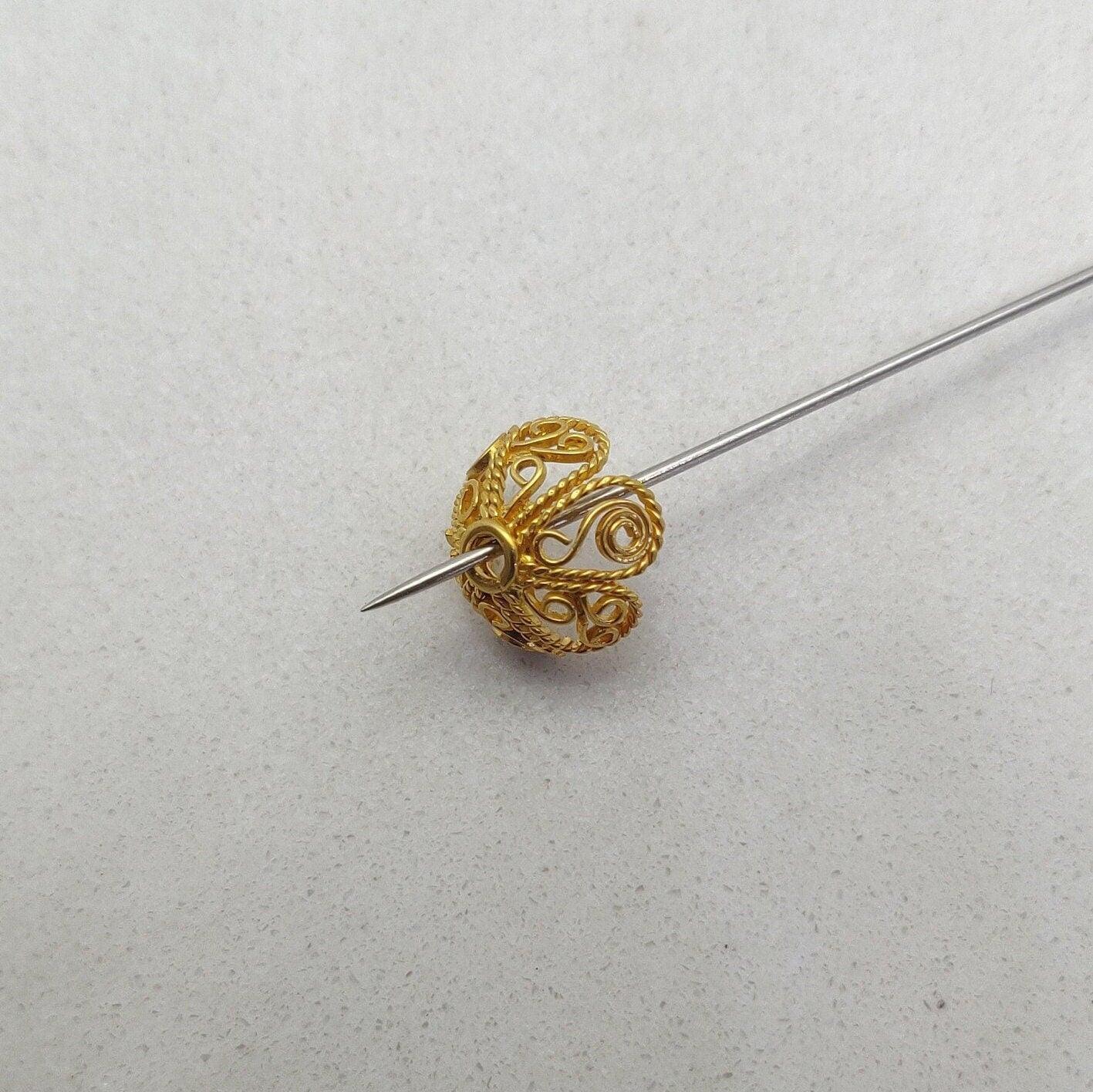 18k Solid Yellow Gold Floral Bead Caps - Kanika Creations