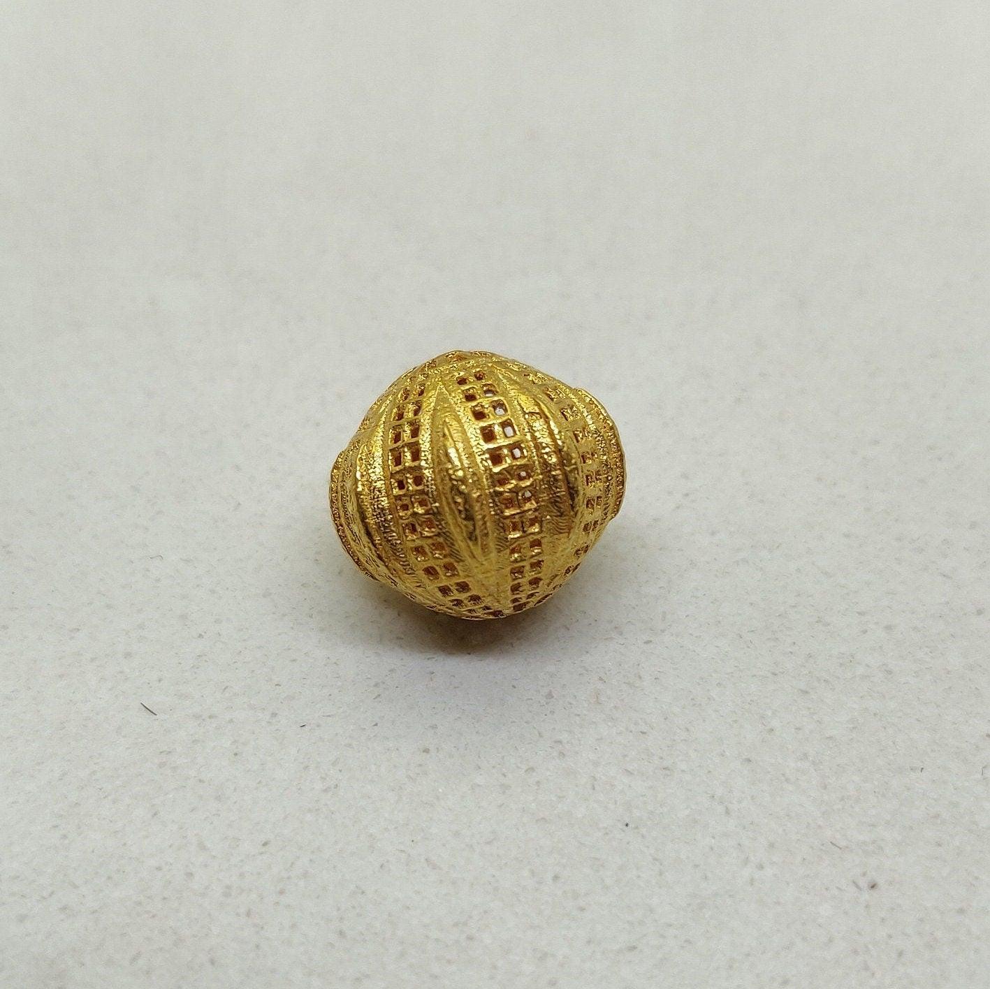 18k Solid Yellow Gold Round Spacer Ball Beads-11X12 mm - Kanika Creations