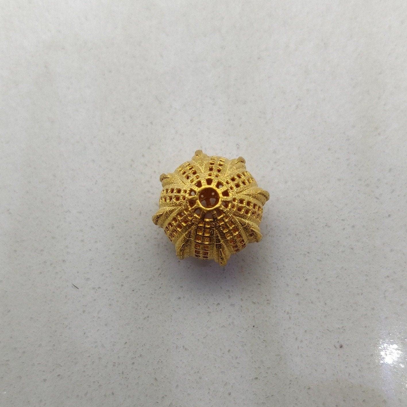 18k Solid Yellow Gold Round Spacer Ball Beads-11X12 mm - Kanika Creations
