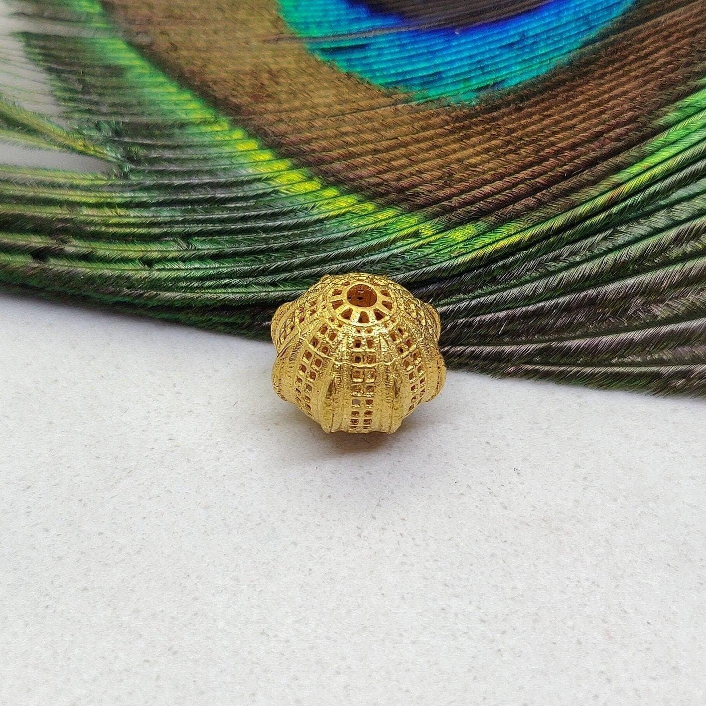 18k Solid Yellow Gold Round Spacer Ball Beads-11X12 mm - Kanika Creations