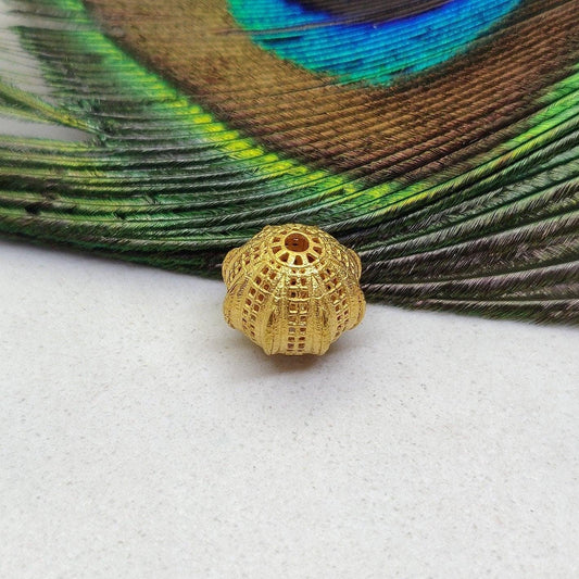 18k Solid Yellow Gold Round Spacer Ball Beads-11X12 mm - Kanika Creations