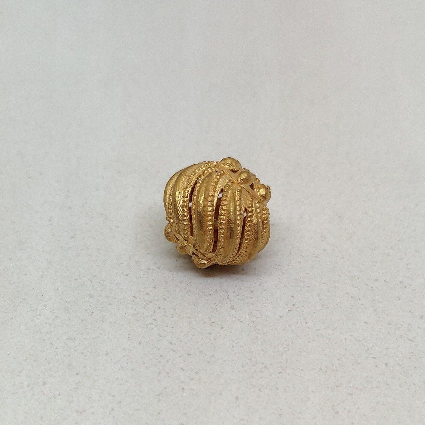 18K Yellow Gold Pumpkin Spacer Bead Jewelry Finding - Kanika Creations