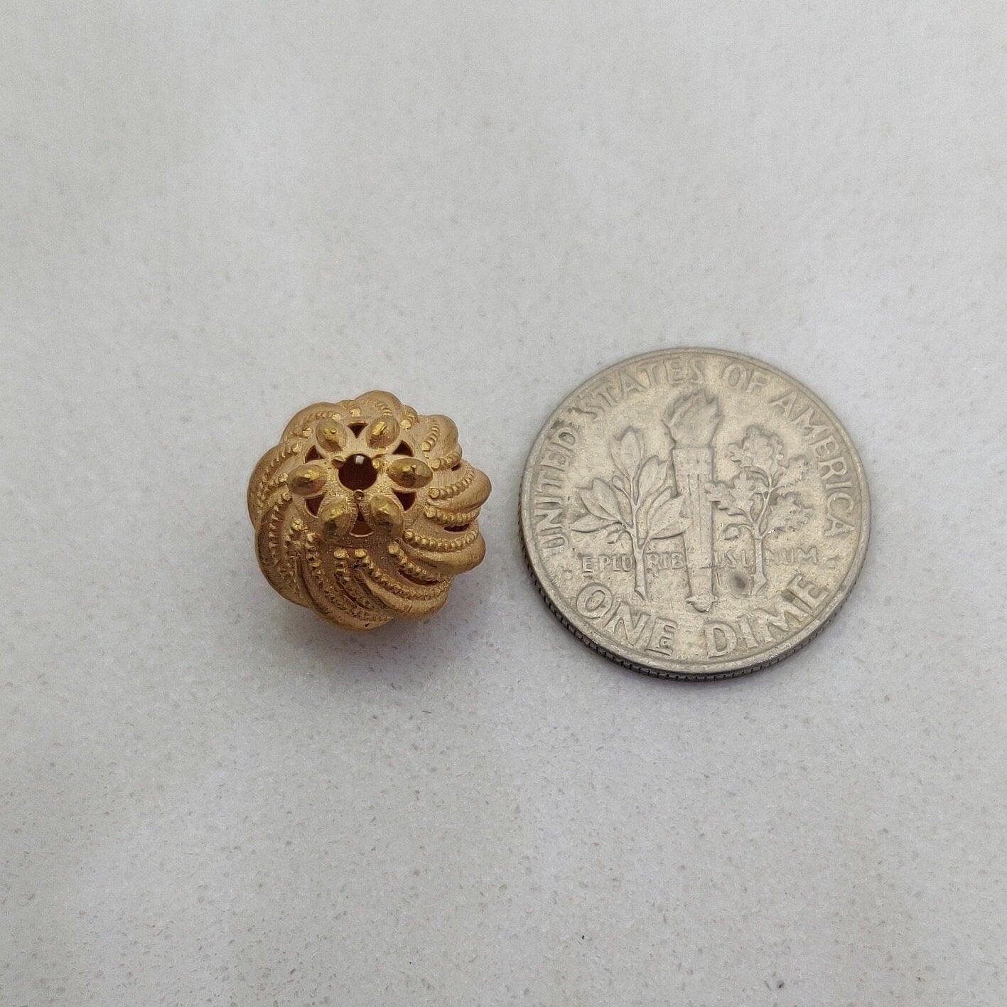 18K Yellow Gold Pumpkin Spacer Bead Jewelry Finding - Kanika Creations