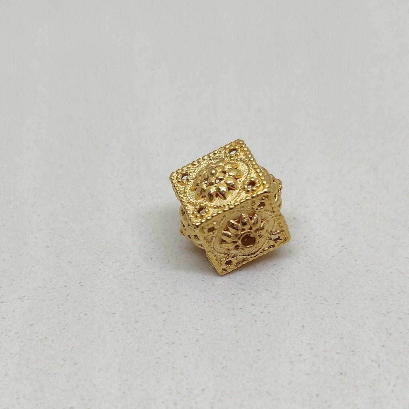 12mm 18K Yellow Gold Cube Beads Supply - Kanika Creations
