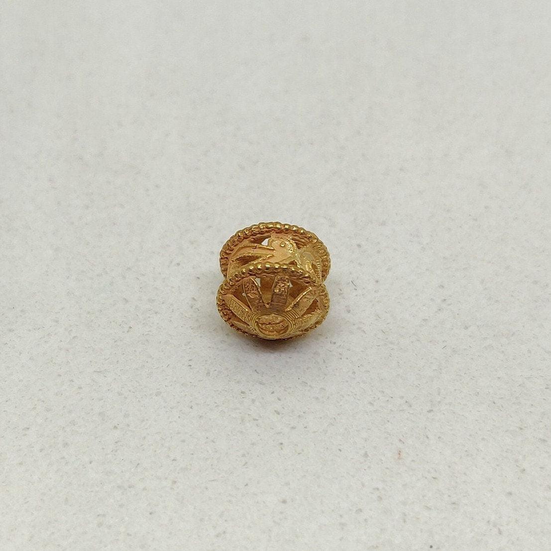 18k Yellow Gold Antique Wheel Spacer Beads 7mm - Kanika Creations