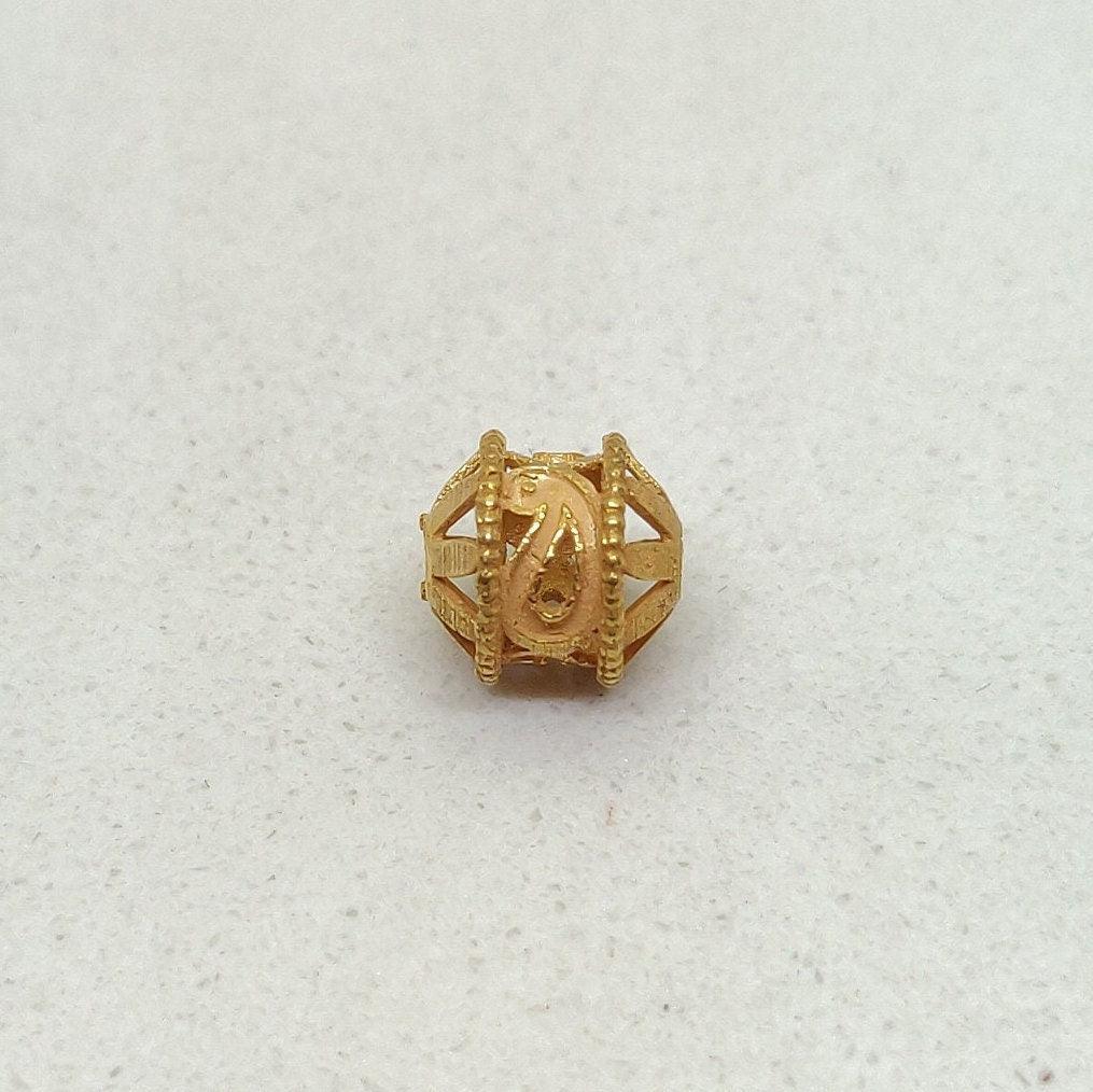 18k Yellow Gold Antique Wheel Spacer Beads 7mm - Kanika Creations