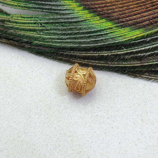 18k Yellow Gold Antique Wheel Spacer Beads 7mm - Kanika Creations