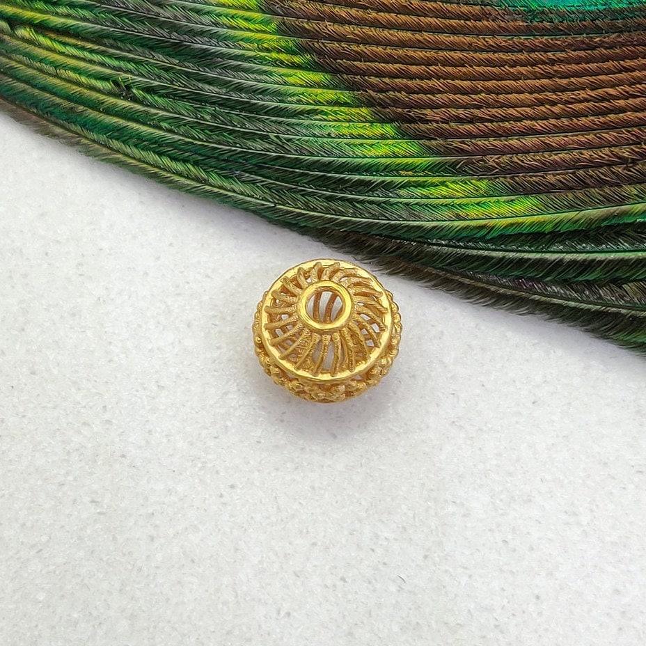18k Gold Filigree Fancy Ball Bead Finding Jewelry Supplies - Kanika Creations