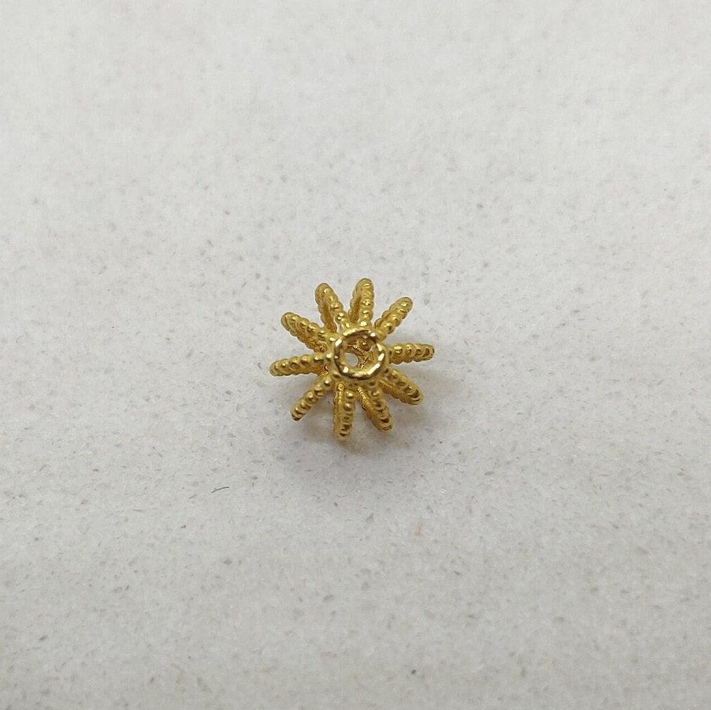 18k Solid Yellow Gold Fancy Spacer Beads 6mm - Kanika Creations