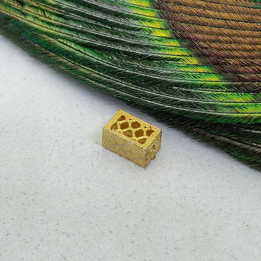 18k Solid Yellow Gold Fancy Rectangle Beads 3x5mm - Kanika Creations