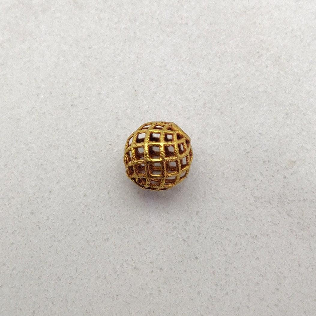 18k Yellow Gold Mesh Round Spacer Beads 8mm - Kanika Creations
