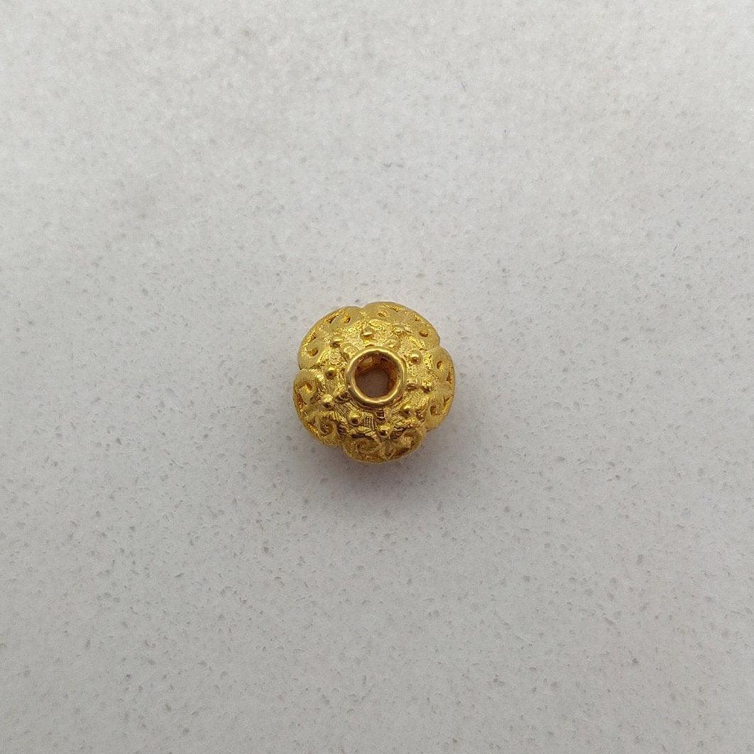 18k Solid Yellow Gold Textured Spacer Bead 8mm - Kanika Creations