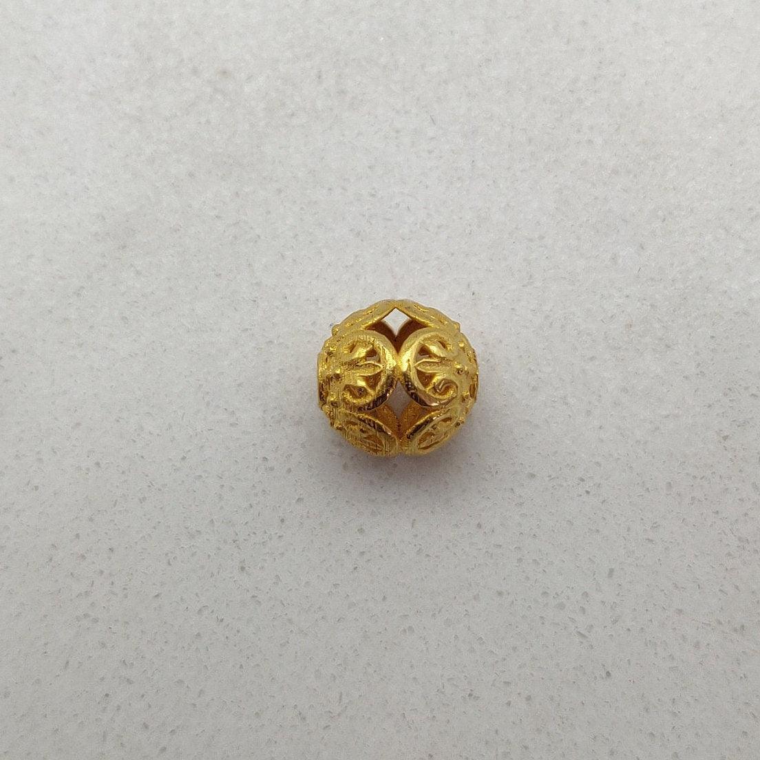 18k Solid Yellow Gold Textured Spacer Bead 8mm - Kanika Creations