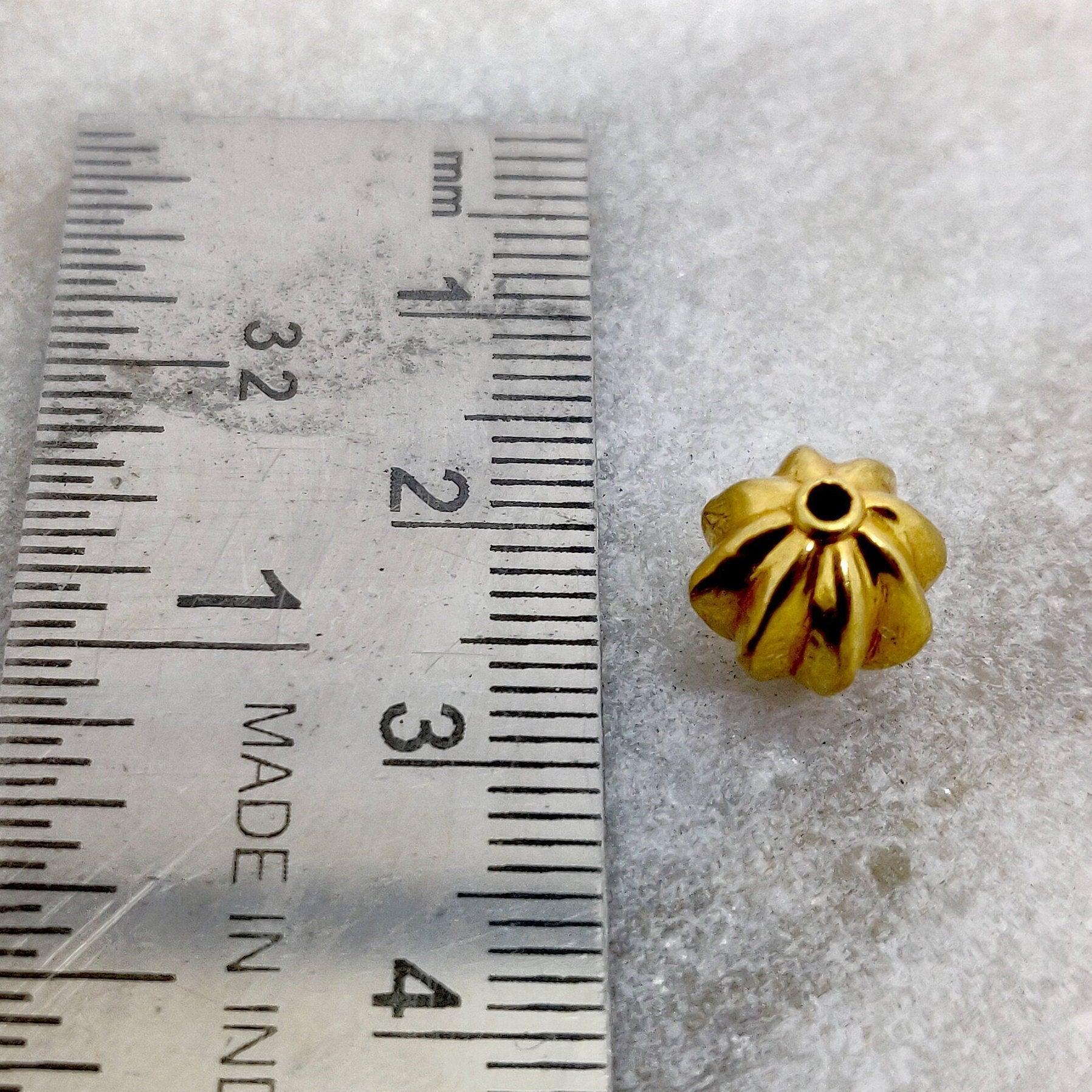 18k Solid Yellow Gold Corrugated Spacer Beads - Kanika Creations