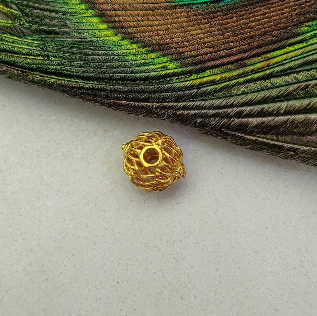 18k Solid Yellow Gold Round Spacer Beads 10X8mm - Kanika Creations