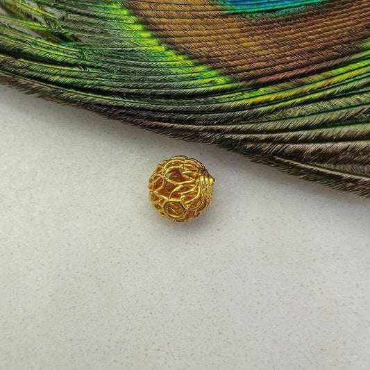 18k Solid Yellow Gold Round Spacer Beads 10X8mm - Kanika Creations