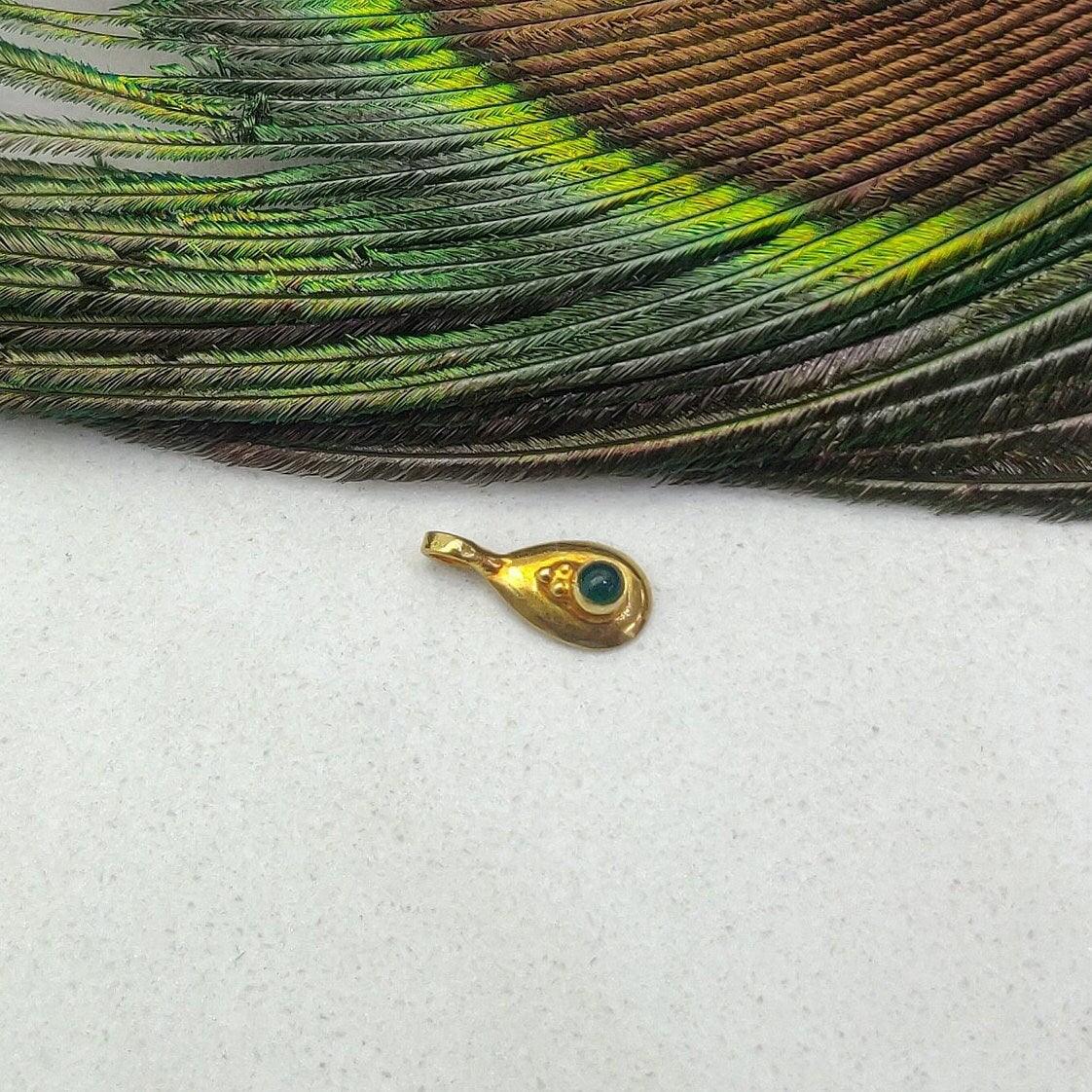 18k Yellow Gold Tear Drop Stone Charm Pendent 7mm - Kanika Creations