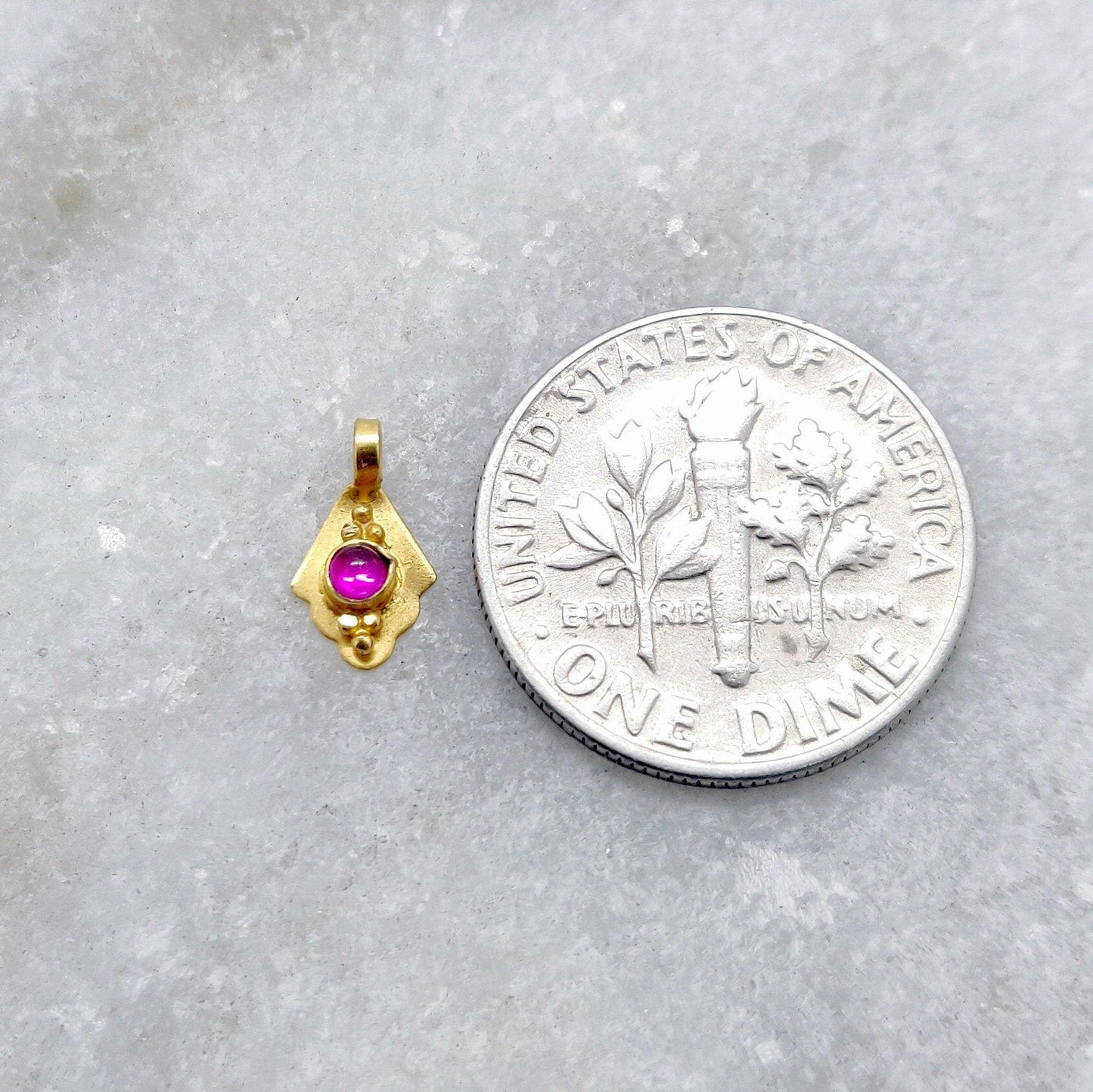18k Solid Yellow Gold Fancy Charm Pendant 9mm - Kanika Creations