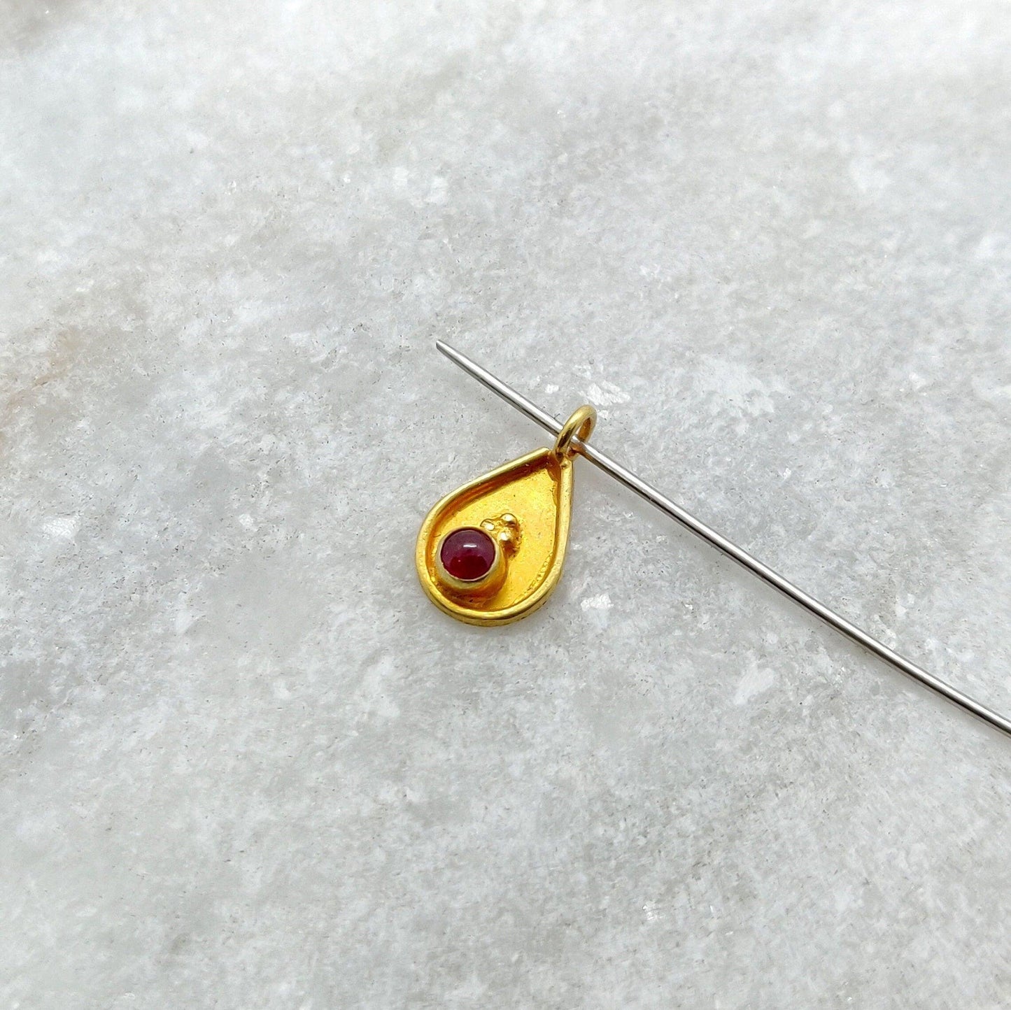 18K Yellow Gold Drop Charm Pendant 6x10mm - Kanika Creations
