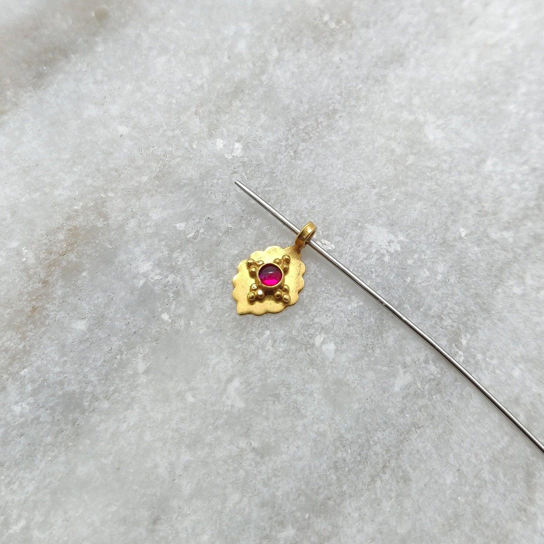 18k Solid Yellow Gold Fancy Oval Charm Pendant 6x11mm - Kanika Creations