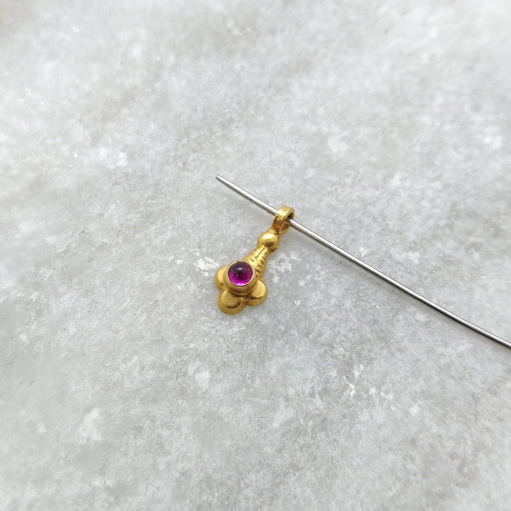 18k Solid Yellow Gold Fancy Charm Pendant - Kanika Creations