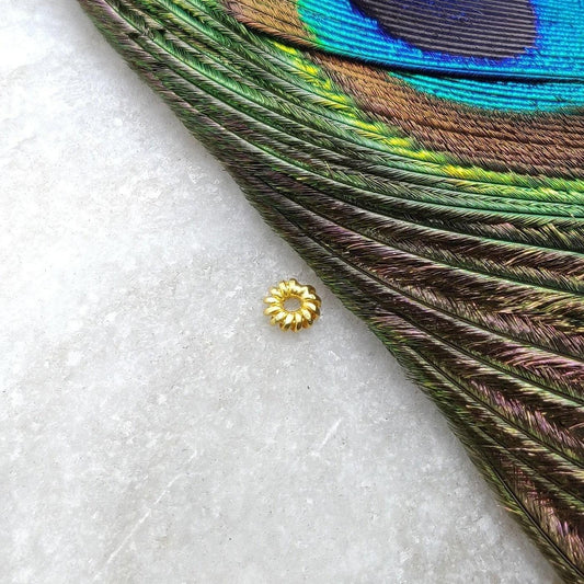 4mm 18k Yellow Gold Wheel Spacer DIY Craft Sold as 2 Pcs - Kanika Creations