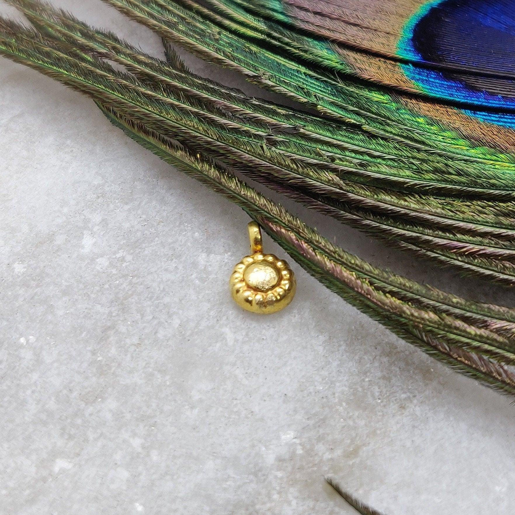 18k Solid Yellow Gold Fancy Charm Pendant 3x6mm - Kanika Creations