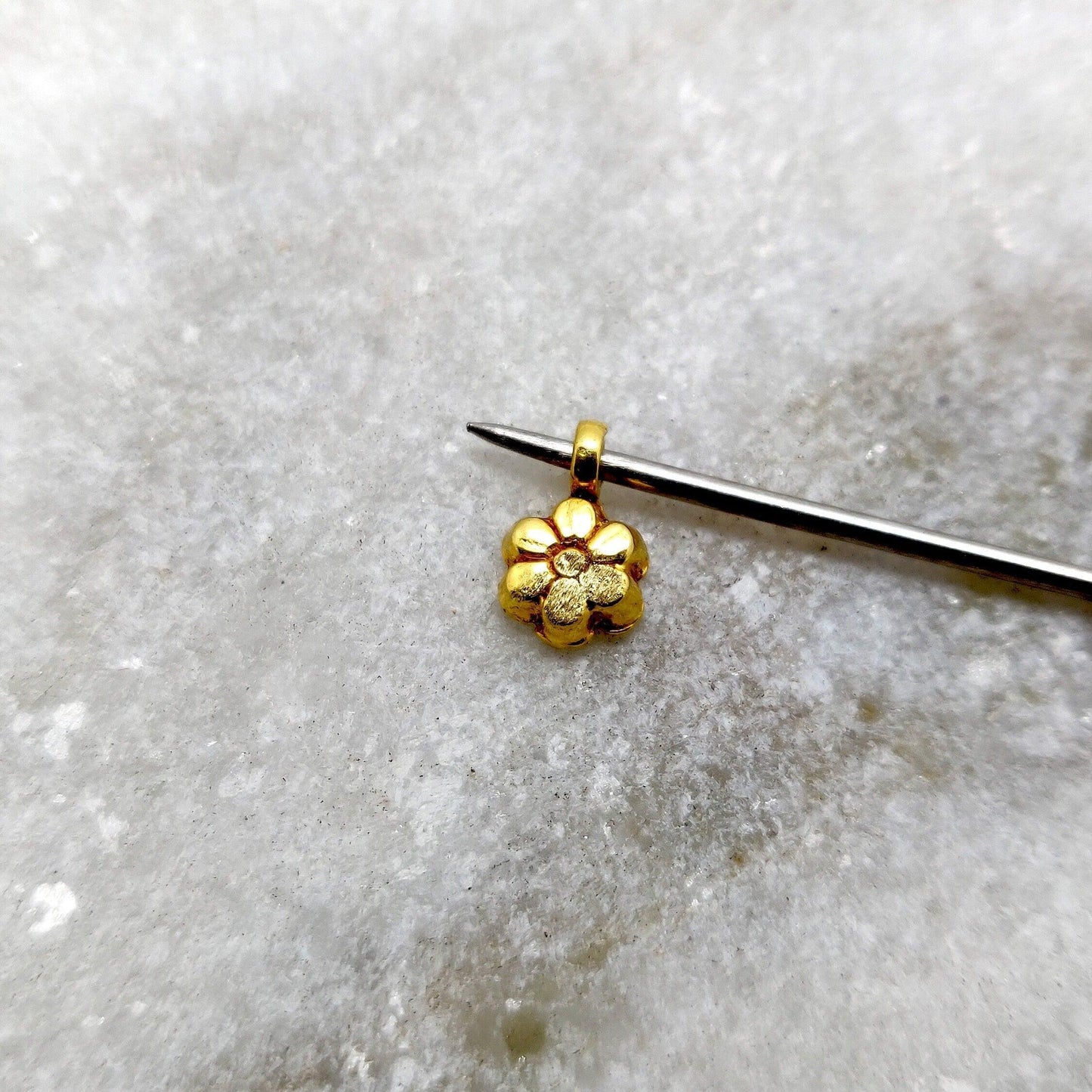 18k Solid Yellow Gold DIY Jewelry Charm Pendant 6mm - Kanika Creations