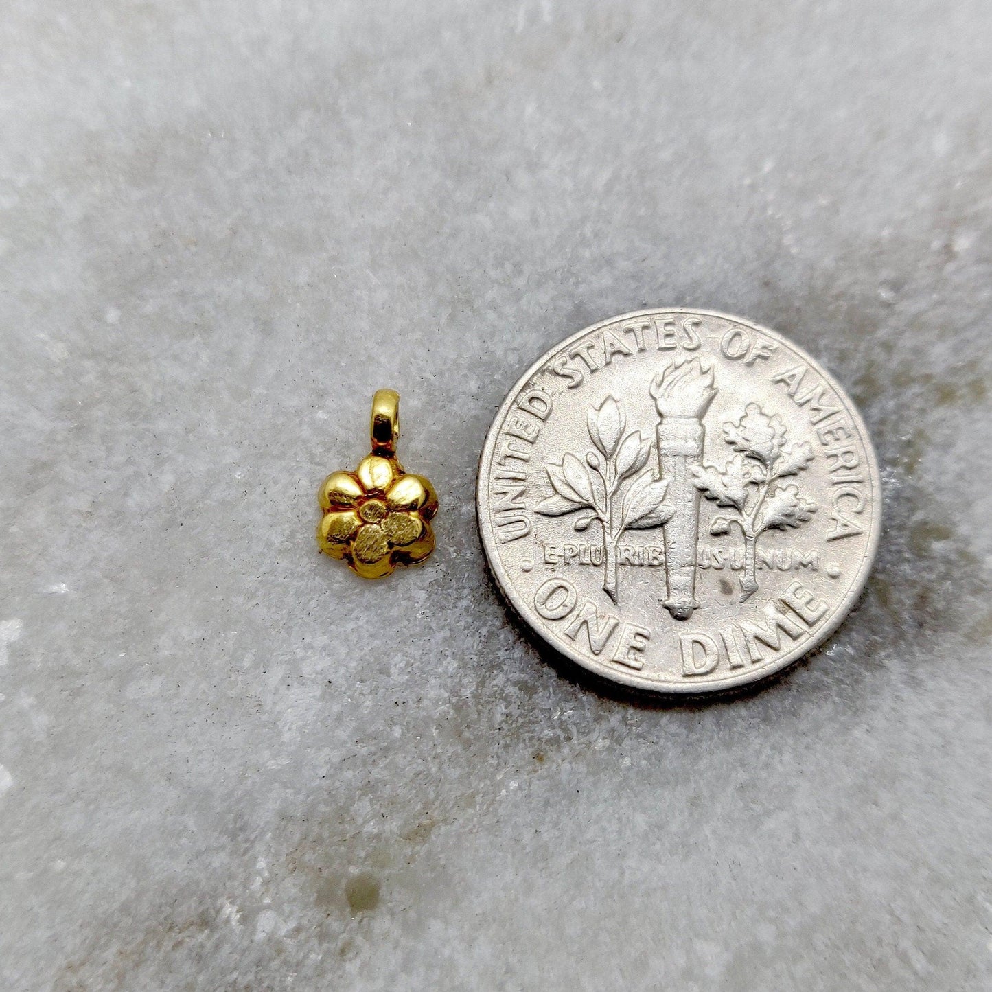 18k Solid Yellow Gold DIY Jewelry Charm Pendant 6mm - Kanika Creations