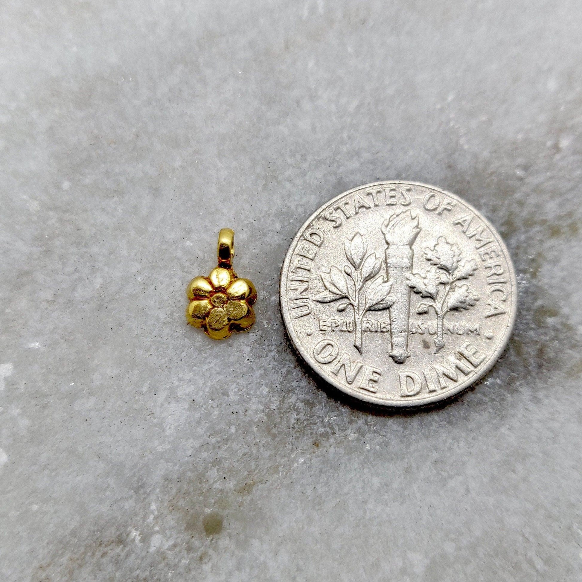 18k Solid Yellow Gold DIY Jewelry Charm Pendant 6mm - Kanika Creations