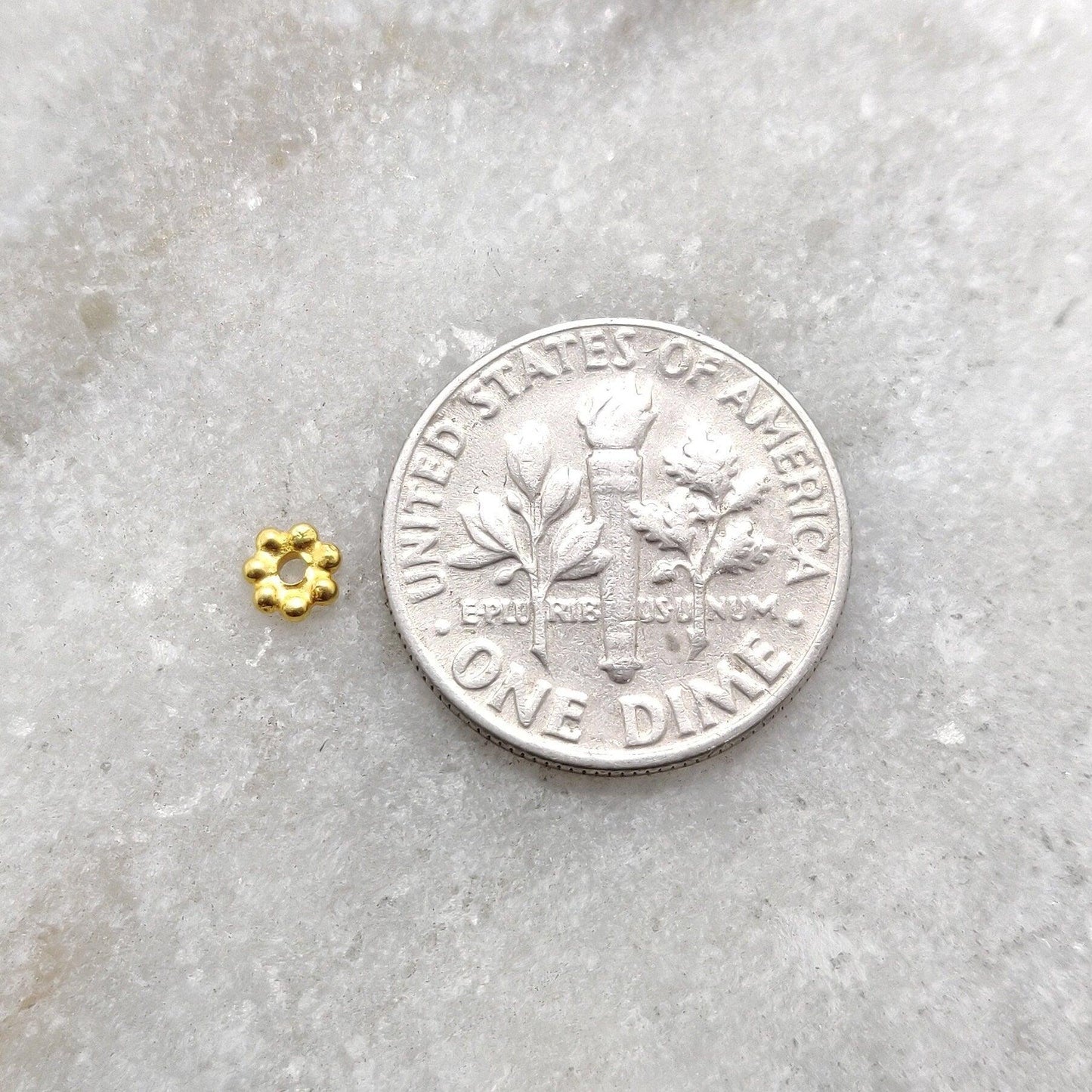 18k Yellow Gold Wheel Spacer Bead Sold in 2pcs - Kanika Creations